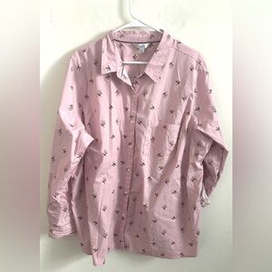 Craft & Barrow Womens 3X Pastel Floral Button Up Long Sleeve Artsy Office Career